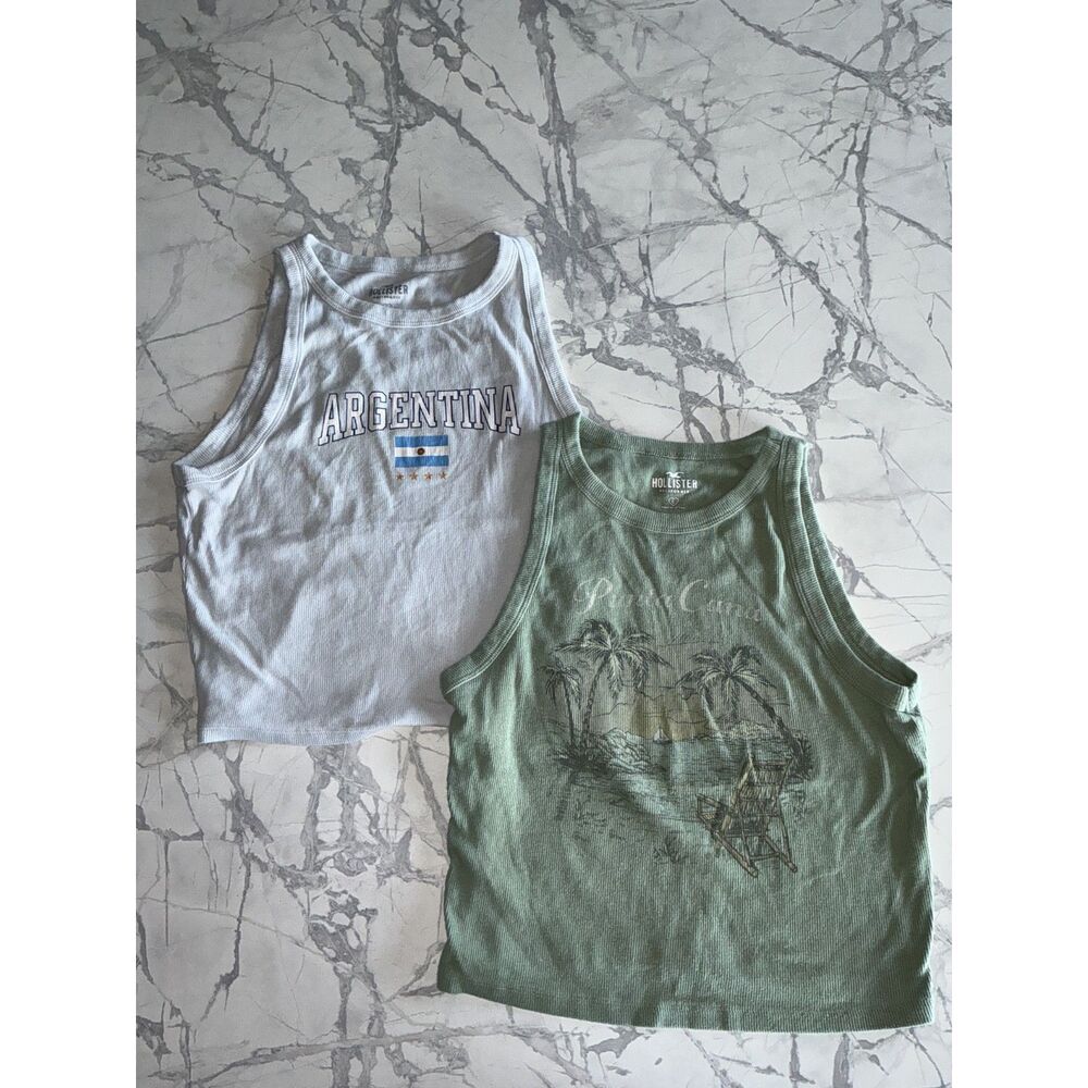 Hollister Ribbed Tank Top Bundle Size L Argentina Punta Cana Graphic
